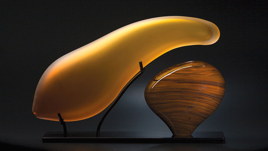 Bikeya art glass sculpture by Bernard Katz